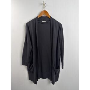 PACT Women's Airplane Black Long Sleeve Open Front Tunic Cardigan size XS/S